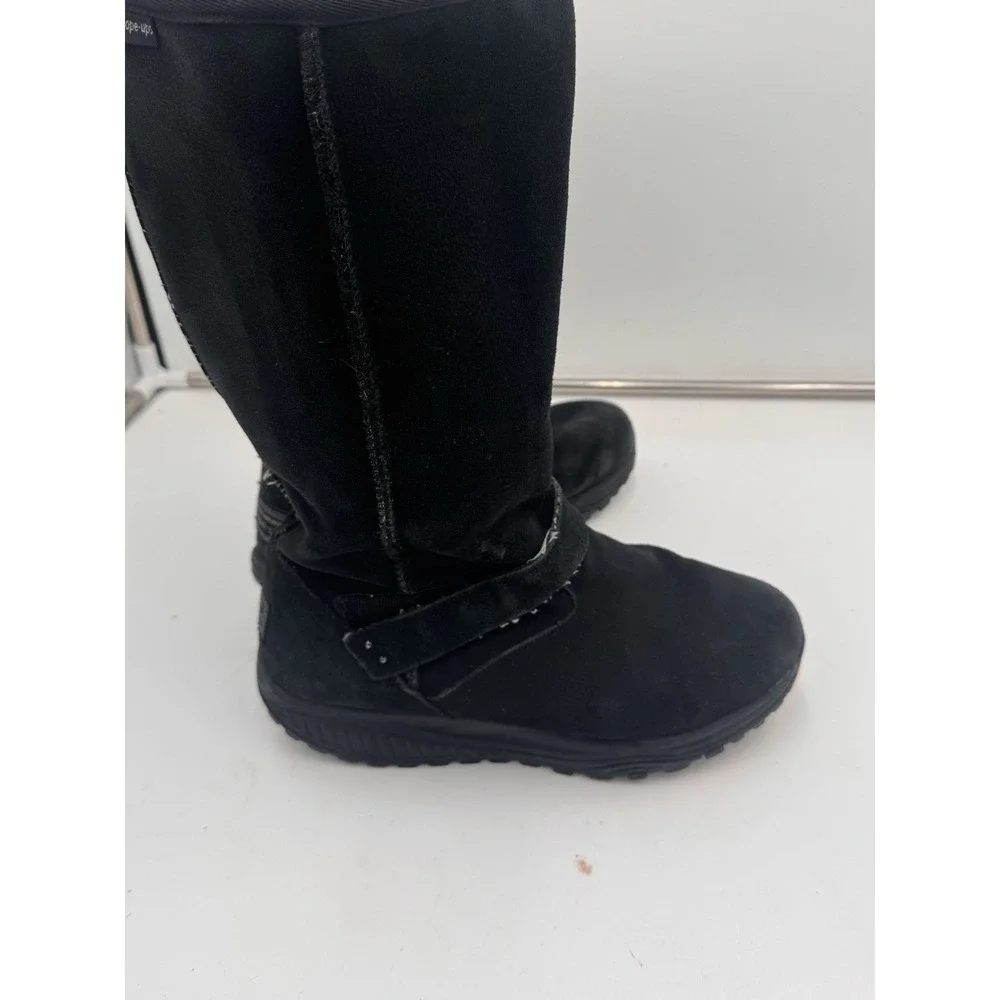 Skechers Shape Ups Avalanche Boots Size 10 Black Faux Fur Lined Calf High Buckle